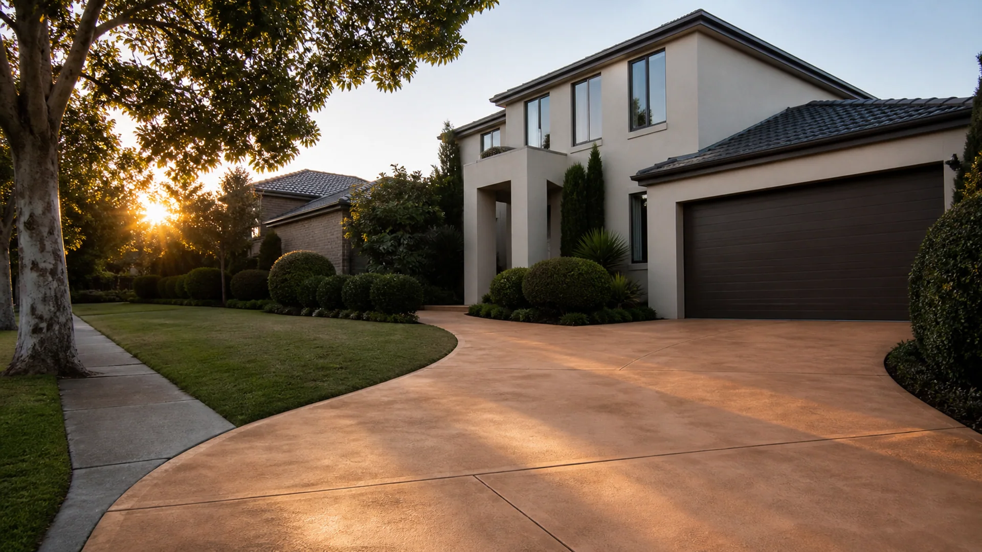 Completed concrete driveway serving Coolum Beach, Queensland