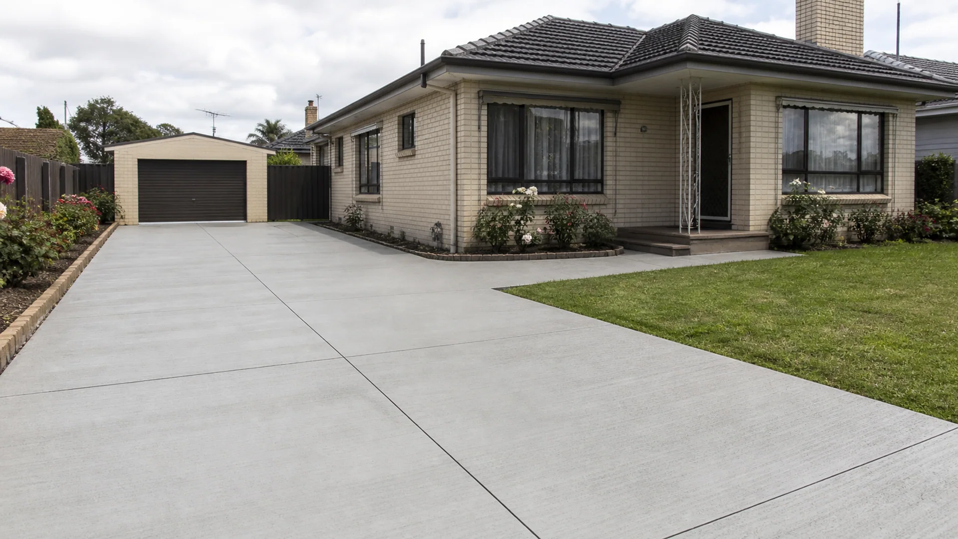 Completed concrete driveway serving Cotton Tree, Queensland