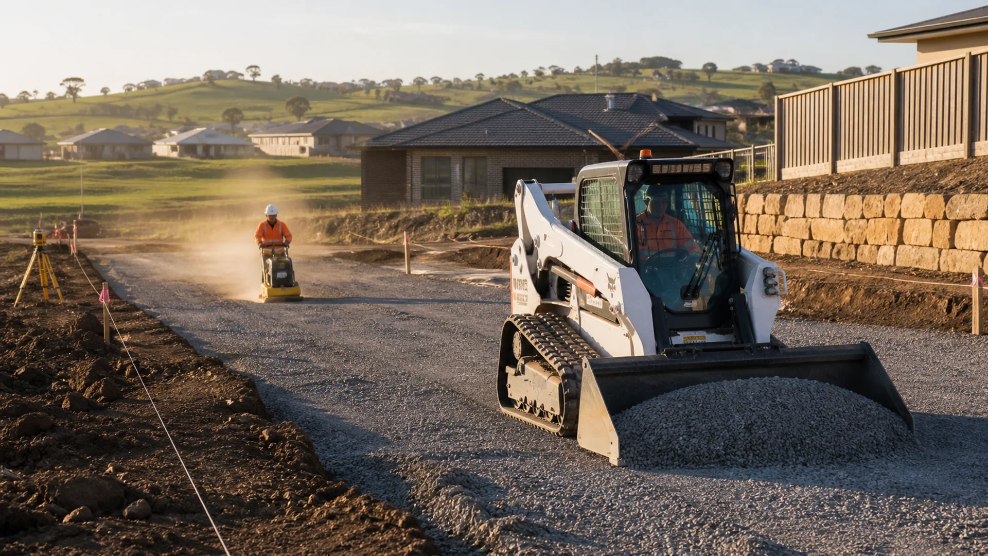 Earthworks and compacted base preparation for new concrete
