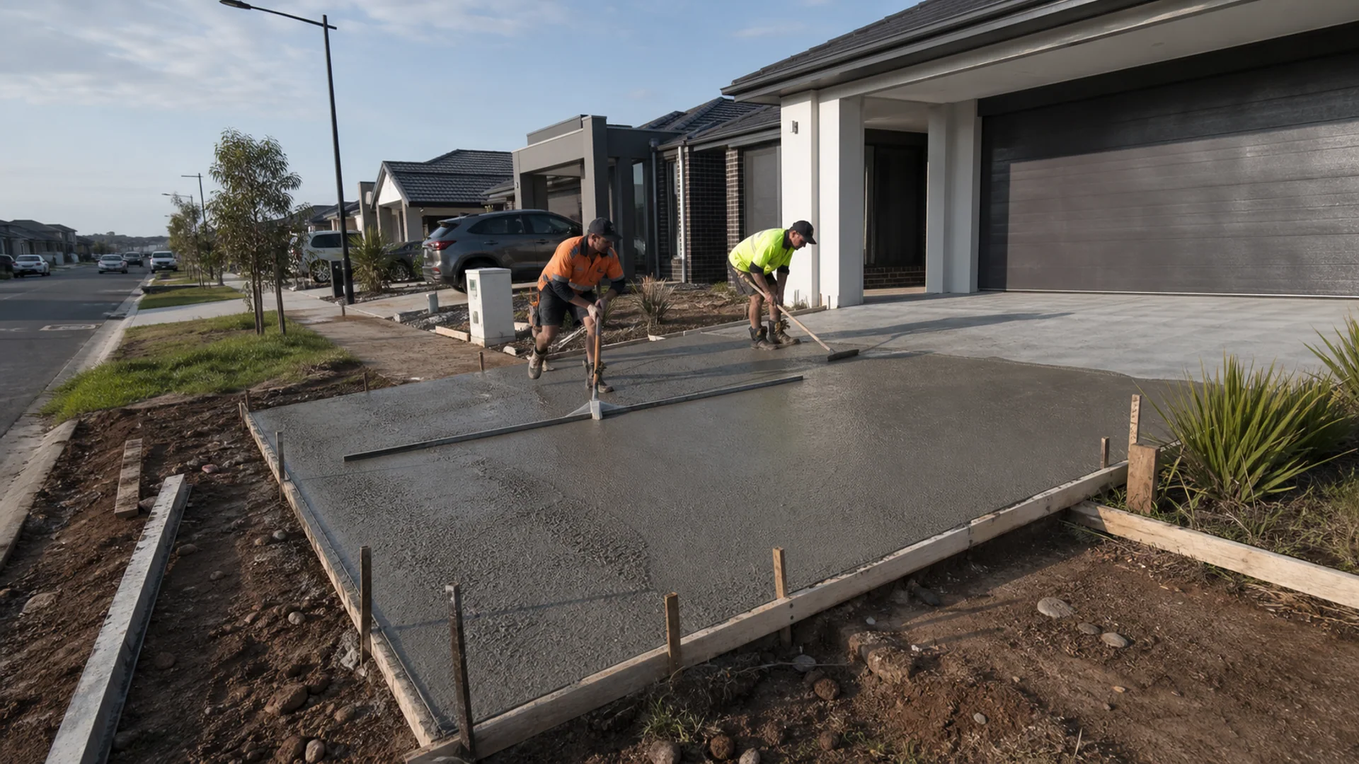 Completed concrete driveway serving Warana, Queensland